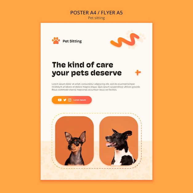 Flat design pet sitting template