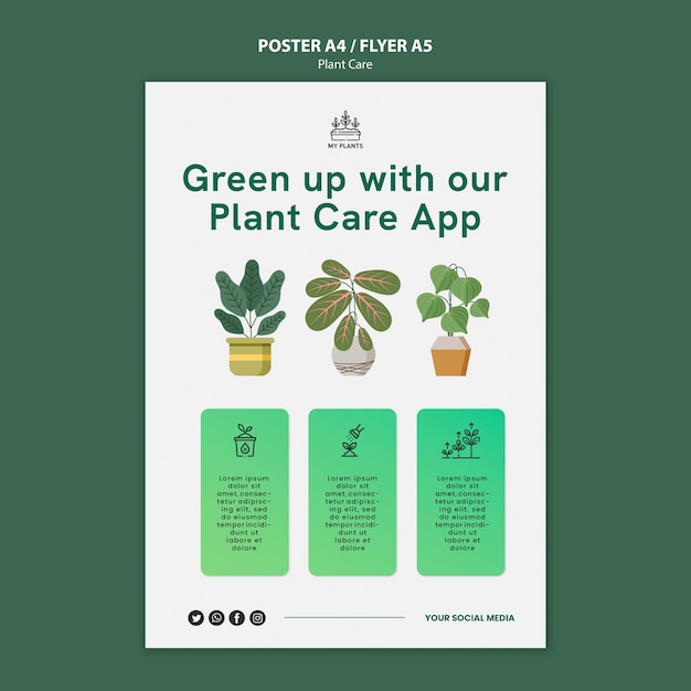 Flat design plant care template