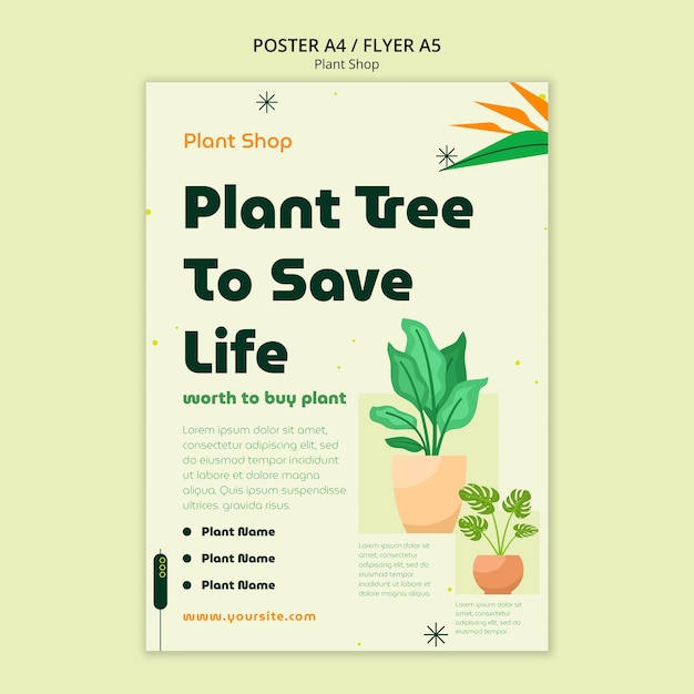 PSD flat design plant shop template