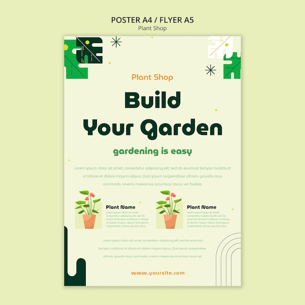 PSD flat design plant shop template