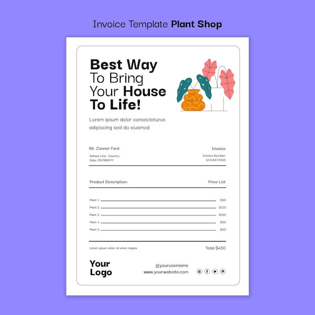 Flat design plant shop template