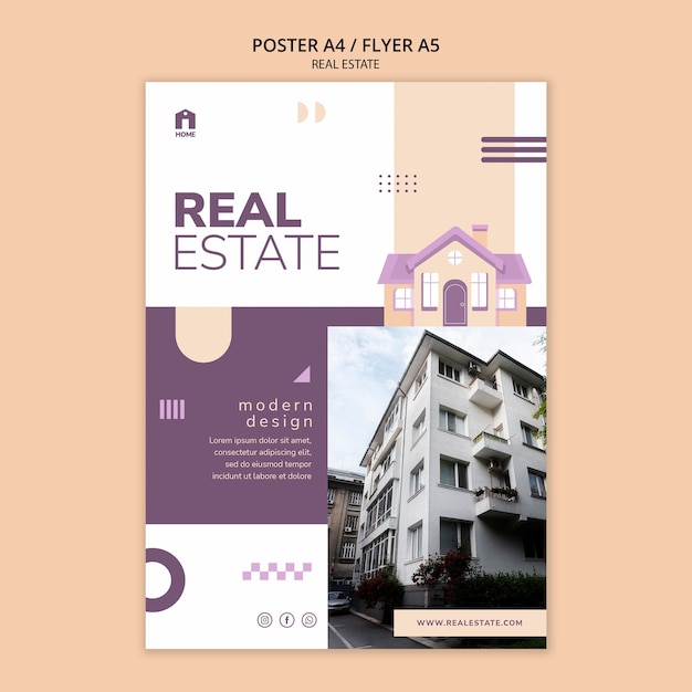 PSD flat design real estate template