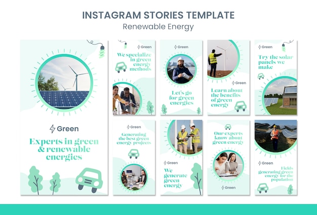 PSD flat design renewable energy instagram  template