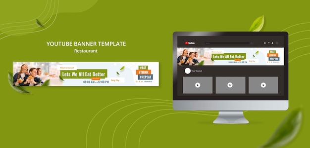 Flat design restaurant youtube template