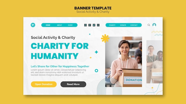 PSD flat design social activity