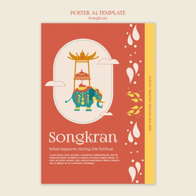 Flat design songkran template