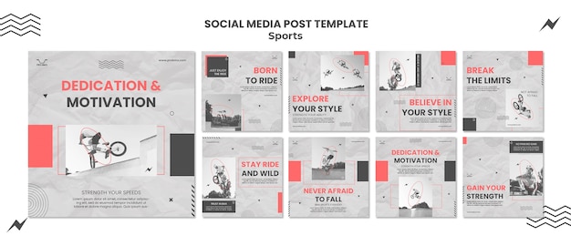 Flat design sport instagram template