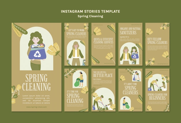 Flat design of spring cleaning template