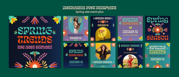 PSD flat design spring sale template