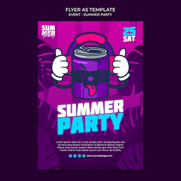 Flat design summer party template