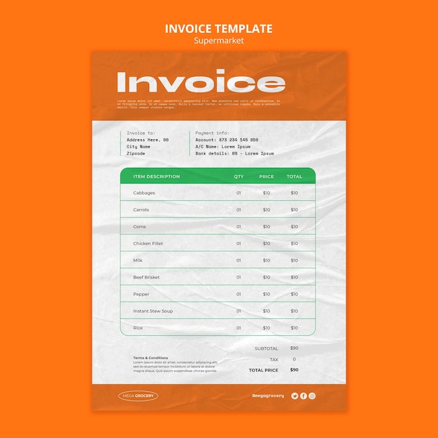 Flat design supermarket template