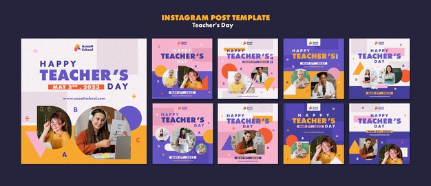 PSD flat design teacher's day template