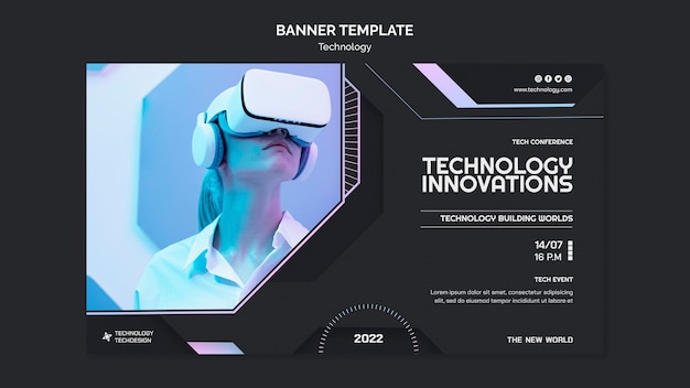 PSD flat design technology template