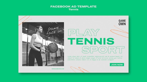 PSD flat design tennis sport template