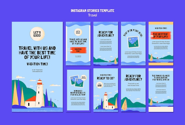 PSD flat design travel instagram template