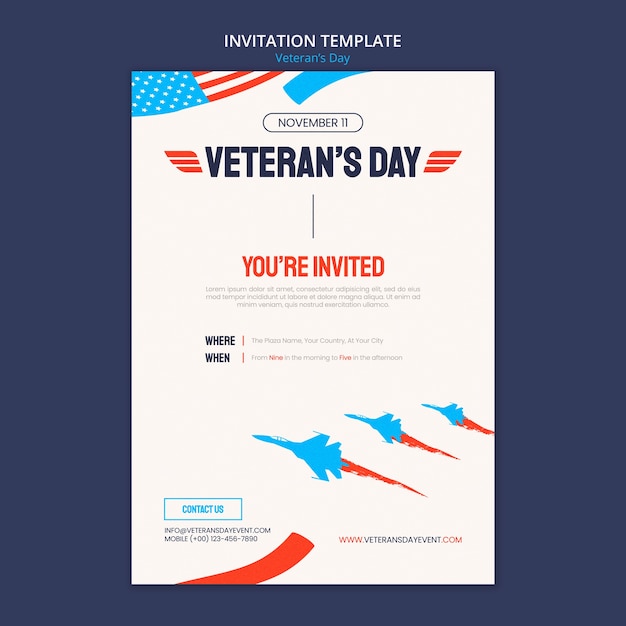 PSD flat design veterans day template