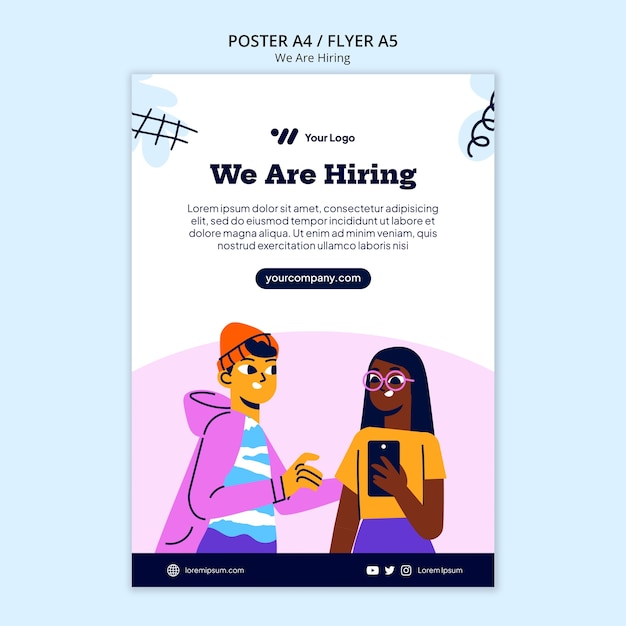 Flat design we are hiring template