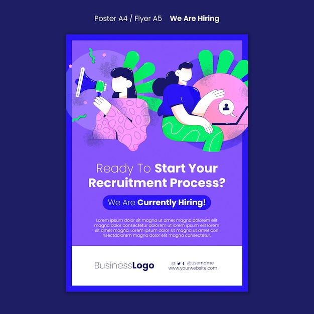 PSD flat design we are hiring template