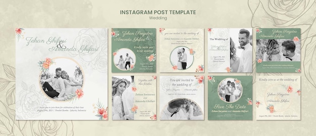 Flat design wedding template template