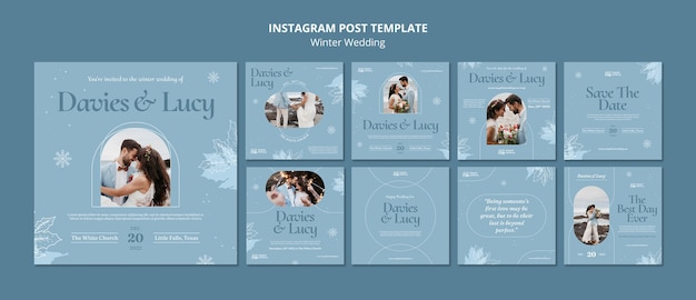 PSD flat design wedding template