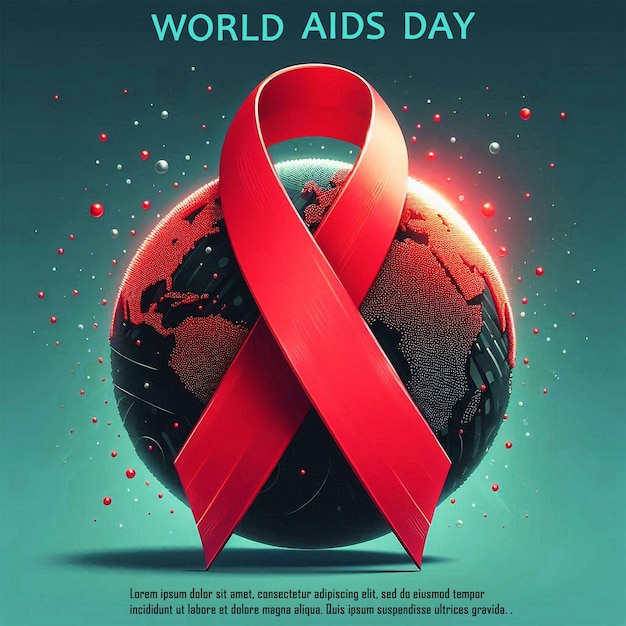 PSD flat design world aids day and around the globe