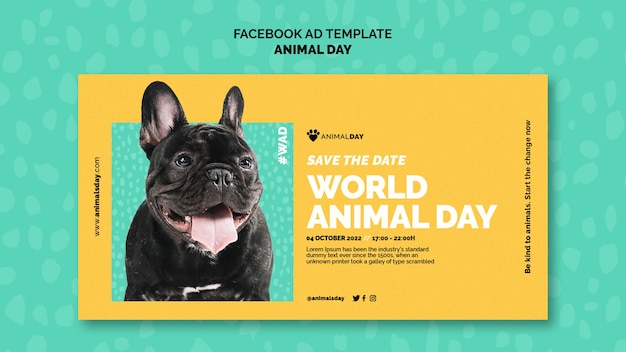 PSD flat design world animal day facebook ad template