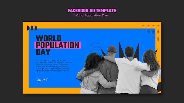 PSD flat design world population day facebook template