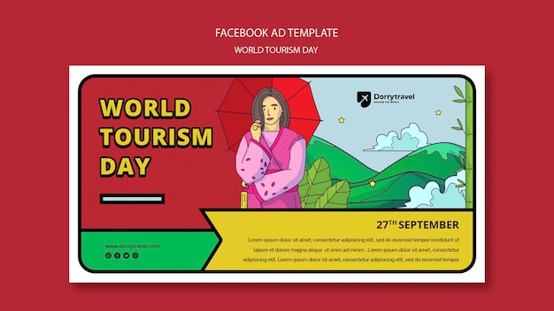 PSD flat design world tourism day template