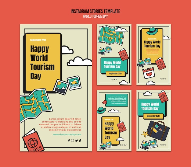 Flat design world tourism day template