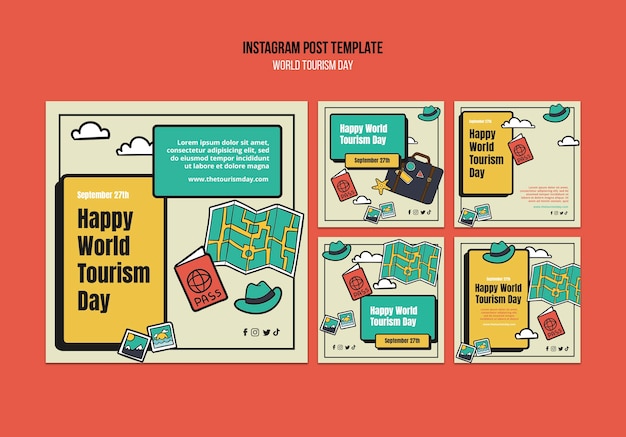 PSD flat design world tourism day template