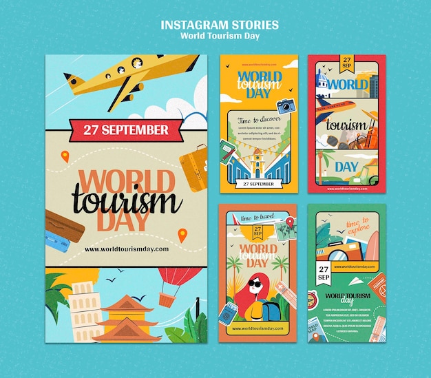 PSD flat design world tourism day template