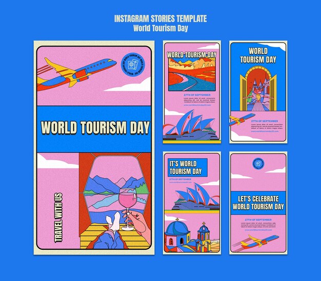 PSD flat design world tourism day template