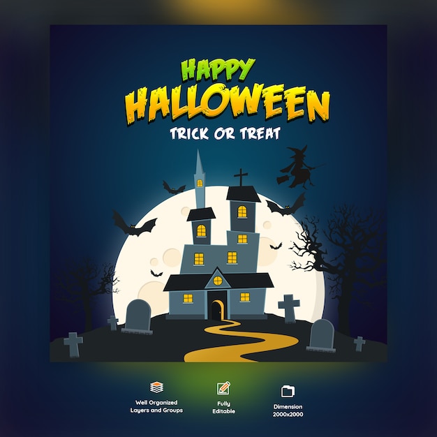 Flat Halloween background 