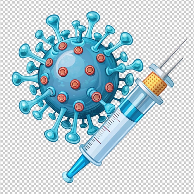 flat hand drawn coronavirus vaccine illustration on transparent background