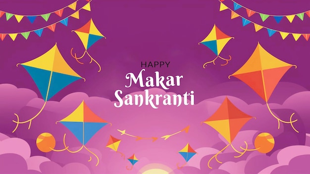 flat happy makar sankranti background illustration