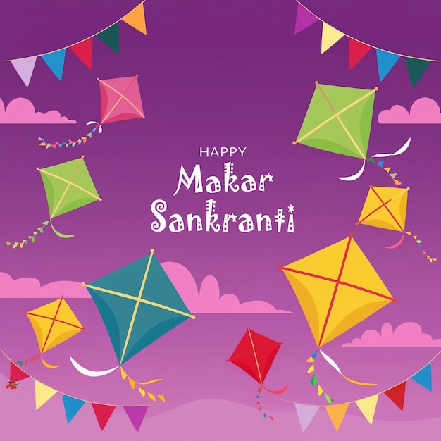 flat happy makar sankranti background illustration