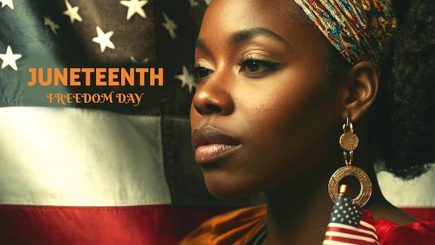 PSD flat horizontal template for juneteenth celebration