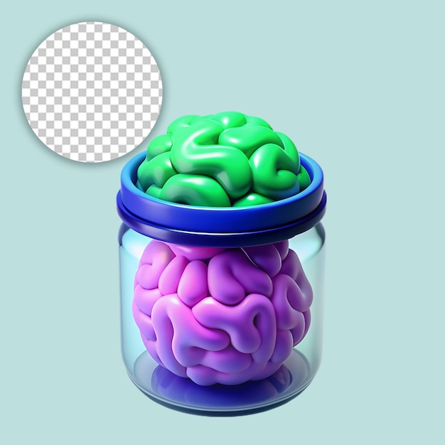 Flat icon as Brain and Musical Notes concept on transparent background