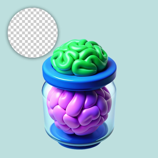 Flat icon as Brain and Musical Notes concept on transparent background