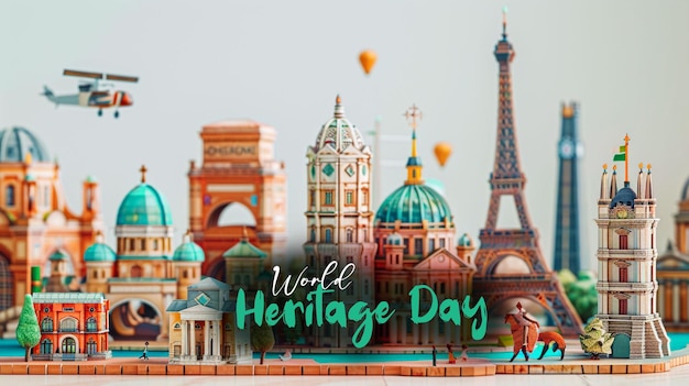 Flat illustration World heritage day social media post design template