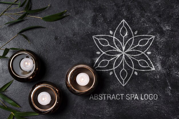 PSD flat lay abstract spa salon logo template