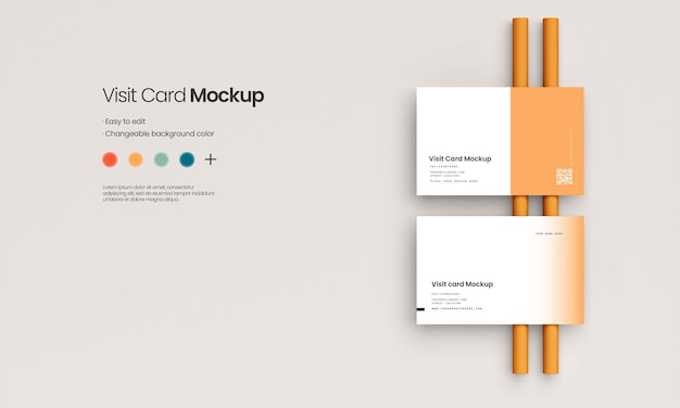 Flat lay of business card mock-up