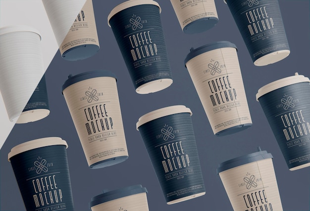 Flat lay coffee branding with cups