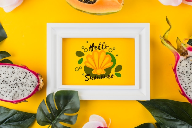 Flat lay frame mockup for summer concepts