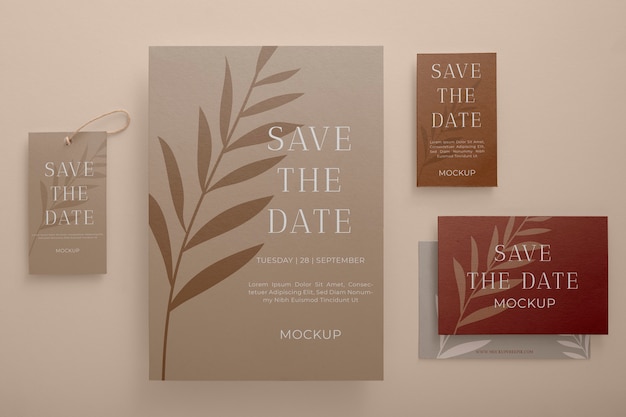 PSD flat lay of greeting mockup