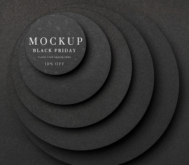 PSD flat lay mock-up black friday layers of circular stairs