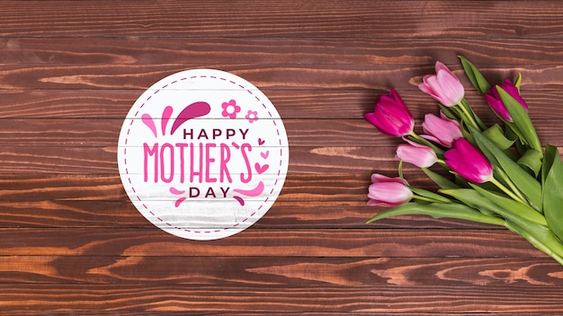 PSD flat lay mothers day composition with copyspace for logo