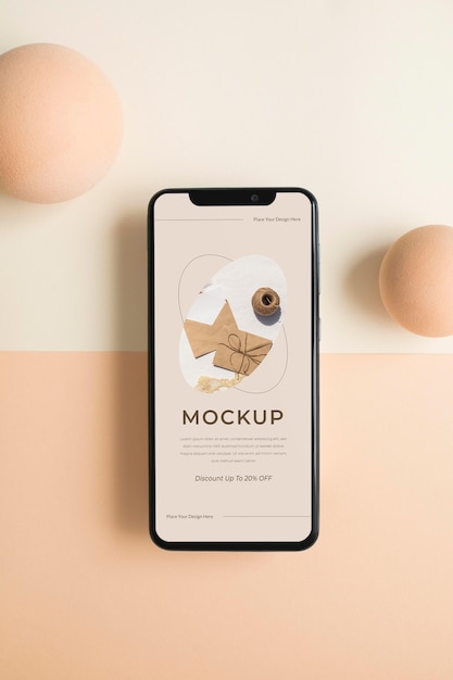 PSD flat lay smartphone mockup