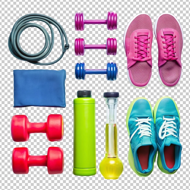 PSD flat lay sport concept healthy life equipment