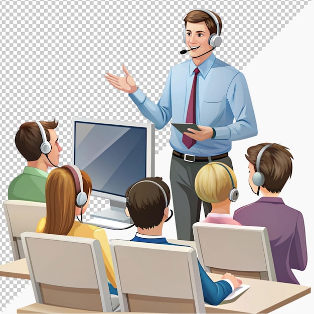 PSD flat people on business training illustration